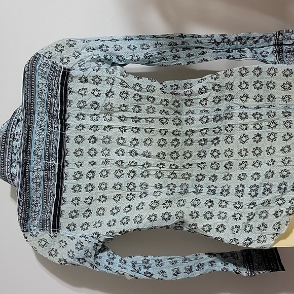 New Nwt Cino Floral Stripe Print Cotton Top Crinkle - Picture 4 of 9